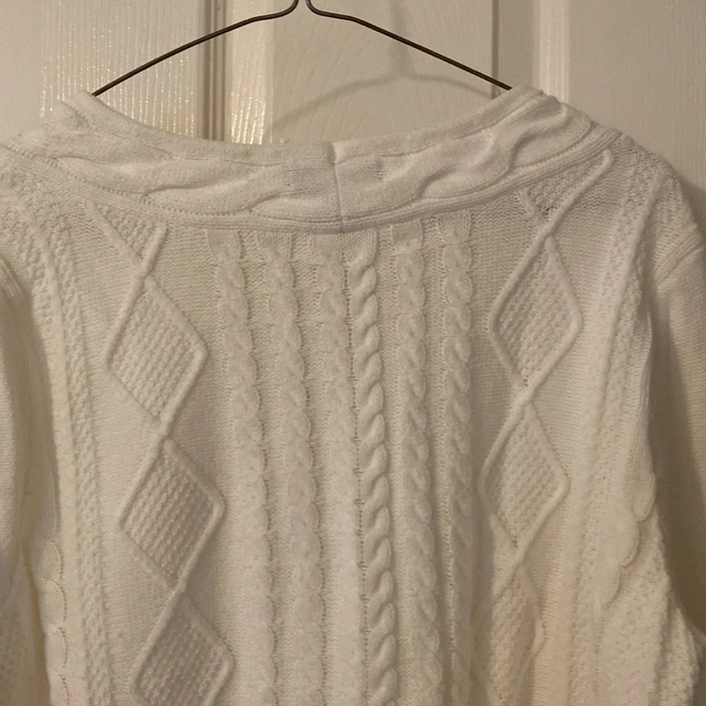 Lands End boat neck ivory 3/4 sleeve sweater - Picture 3 of 3